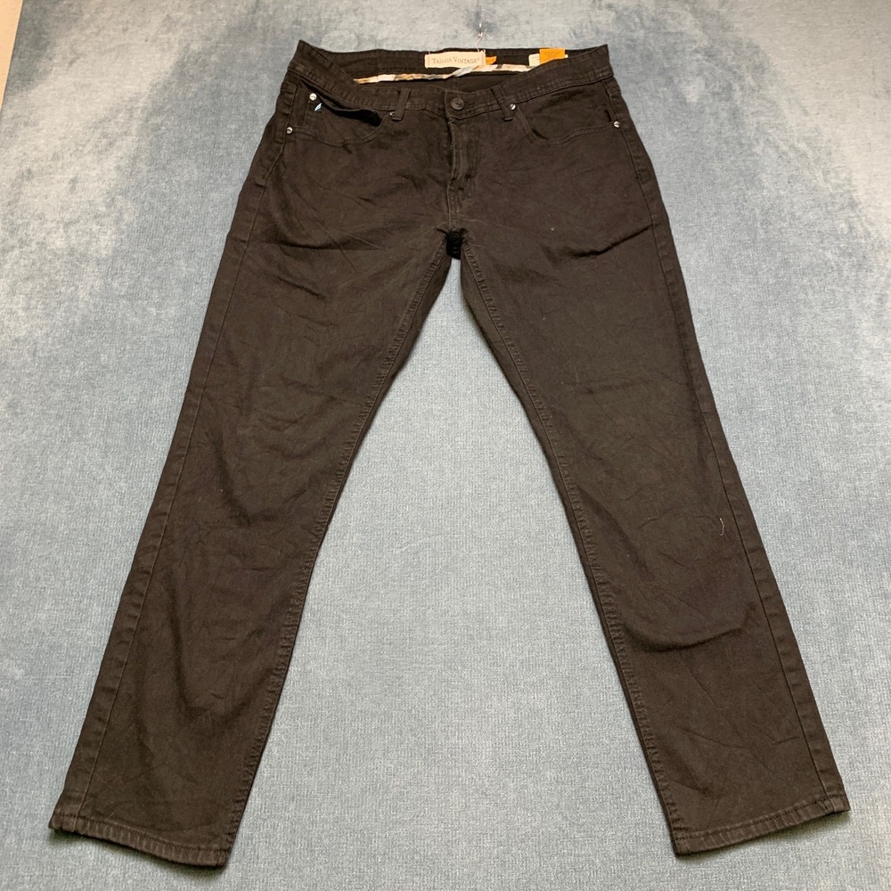 Tailor Vintage Jeans Mens 34x30 Black Denim Cotton Stretch Mid Rise 5 Pockets